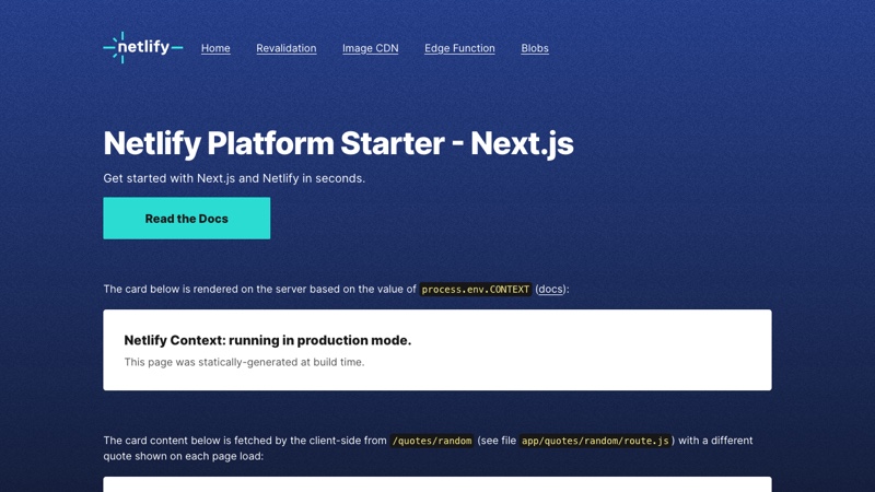 Next.js on Netlify platform starter preview